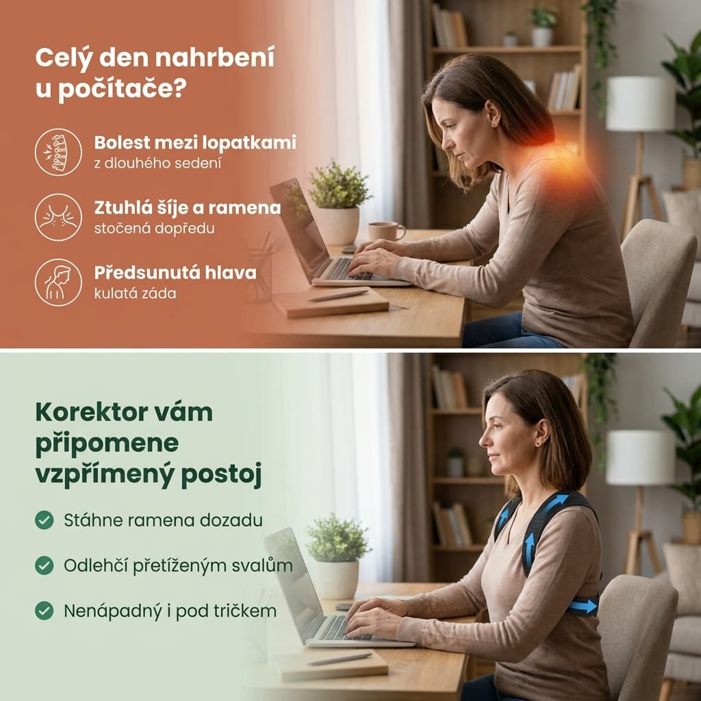 Korektor držení těla při nahrbení u počítače – problém a řešení